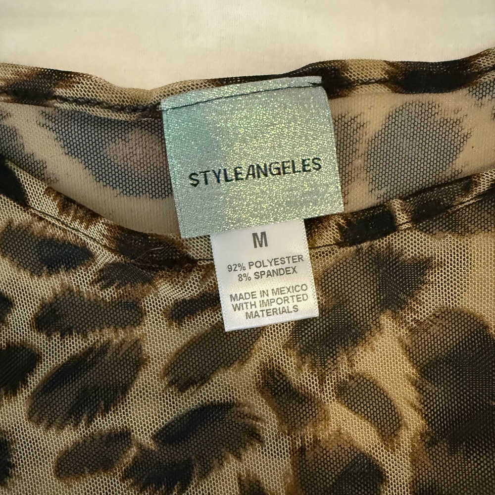 Leopard Print Mesh Top - Picture 2 of 4